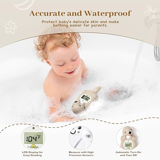 Infant bath thermometer with digital display for safe bathing