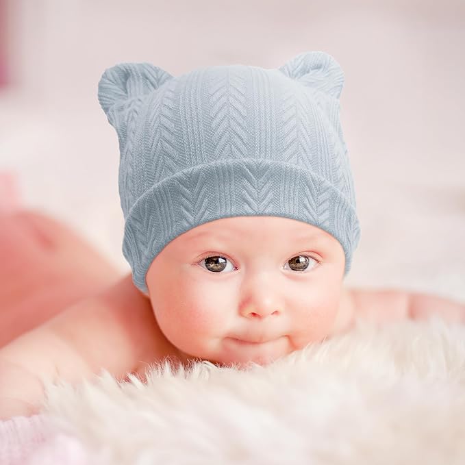 Infant bear ears hat and gloves set for baby winter essentials