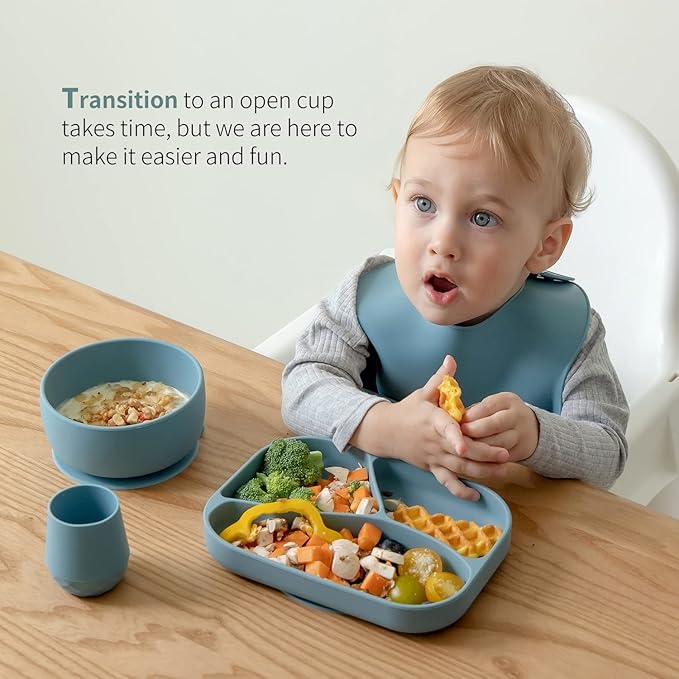 Infant drinking training cup, lightweight and easy grip for small hands.