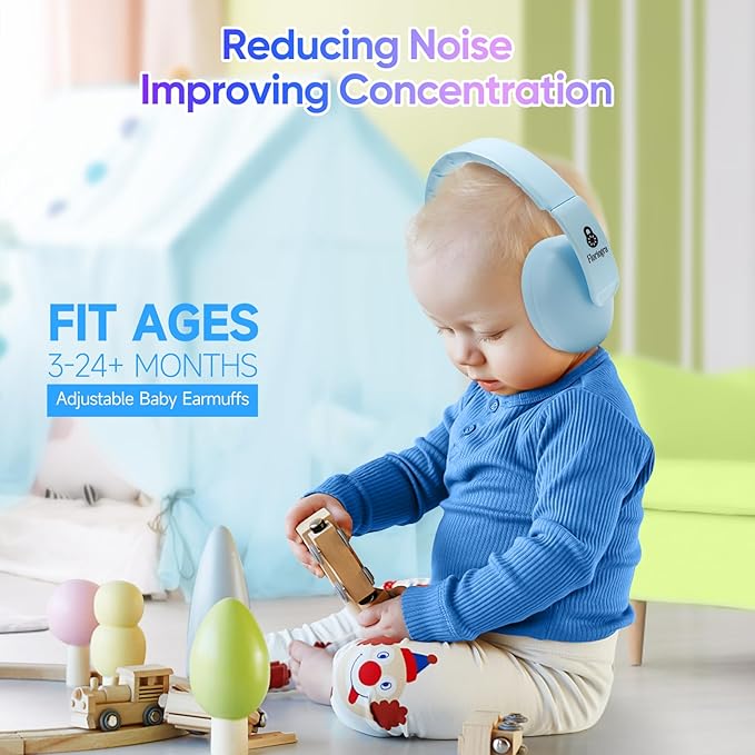 Infant ear muffs for hearing safety and noise reduction