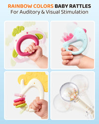 Infant sensory toys 10-piece rattle and teether set for newborns