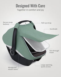 Infant car seat muslin cover with fabric design