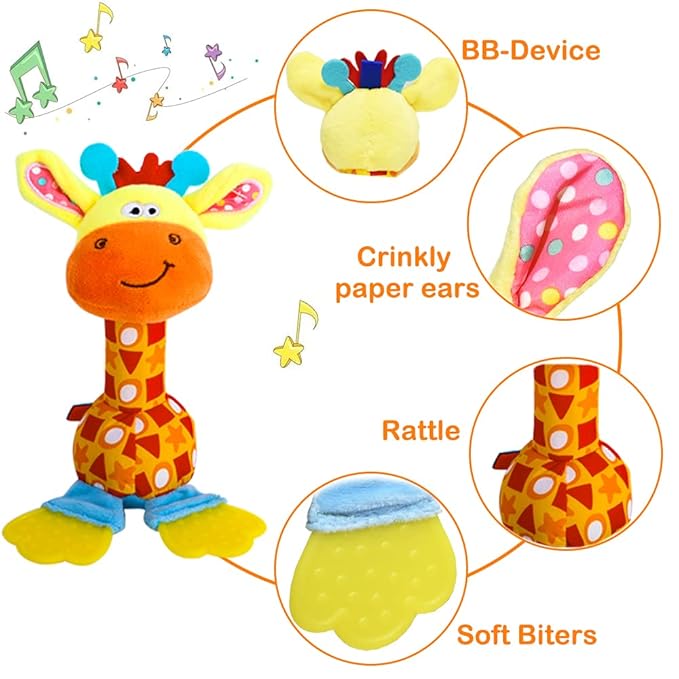 Infant Developmental Hand Grip Toy With Soft Rattle Design