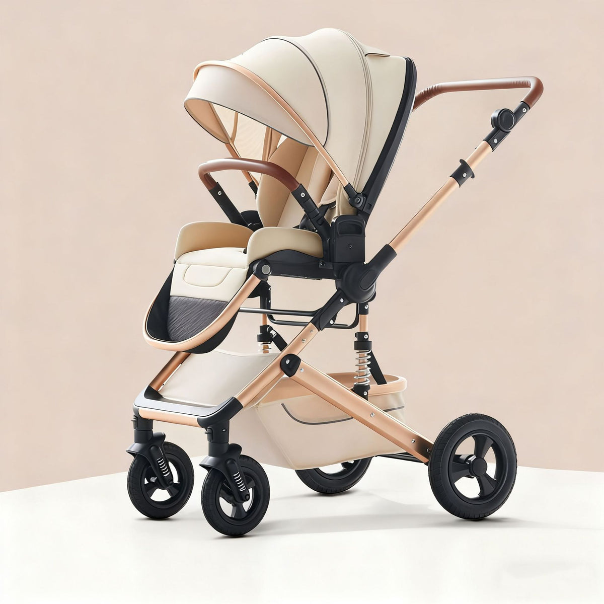 Infant stroller featuring an extendable canopy for additional seating coverage
