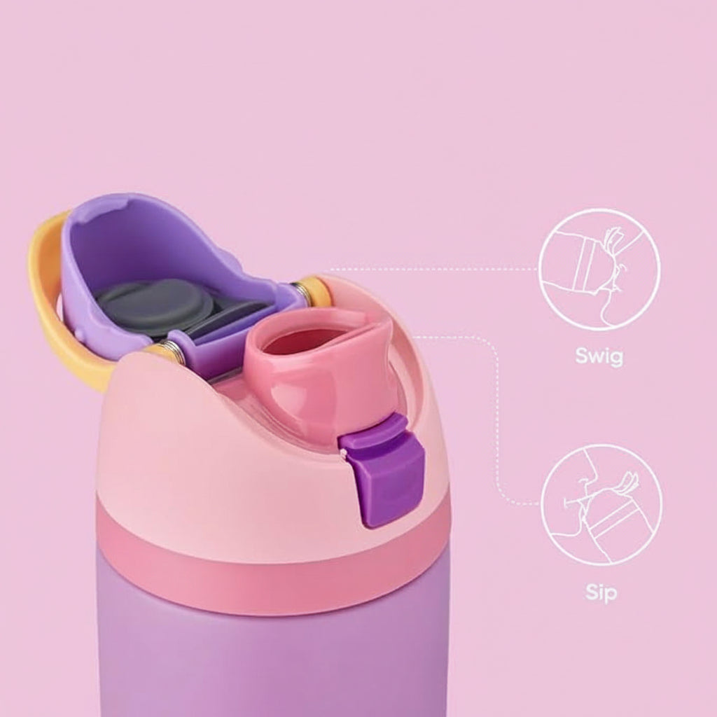 Side view of insulated water bottle for school, travel, and daily use