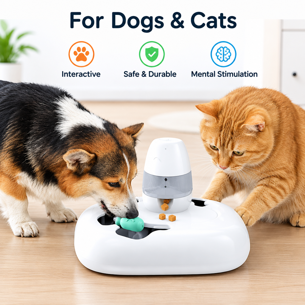 Interactive cat feeding toy with food dispensing design
