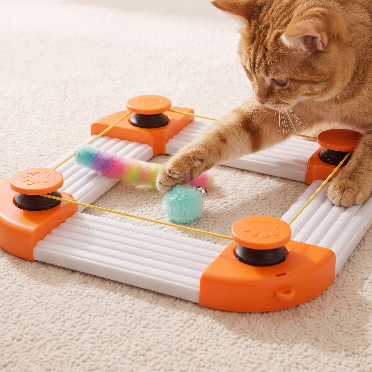 Interactive cat play toy for indoor entertainment