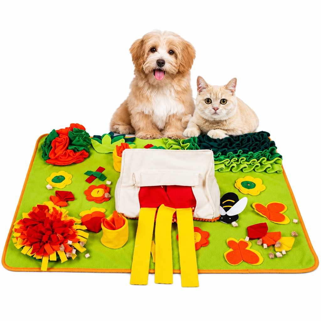 Interactive snuffle mat for dogs and cats