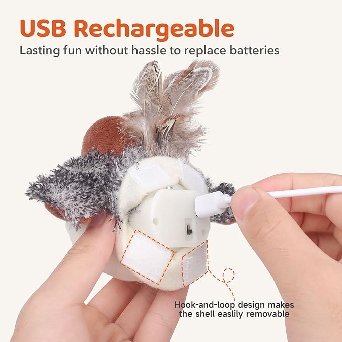 Interactive Flapping Bird Cat Toy with Chirping Sound and Catnip