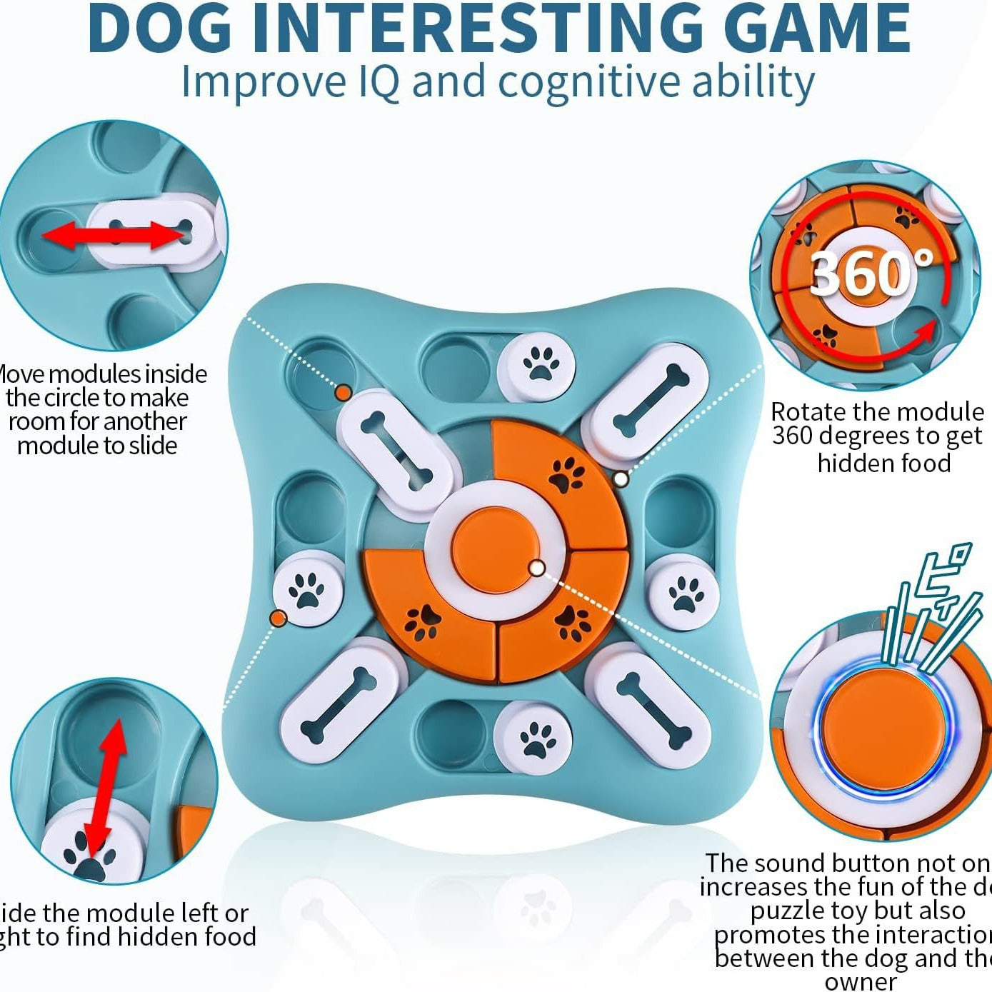 Dog toy for IQ training and mental stimulation, perfect for pets of all sizes.