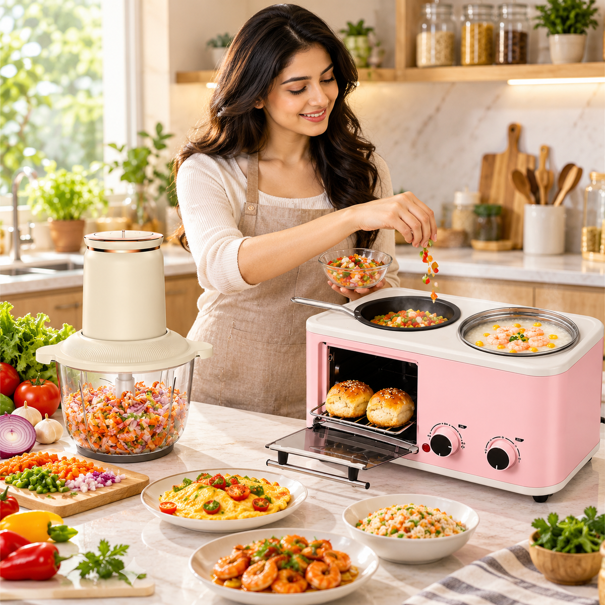 Electric food warming mat keeping freshly prepared dishes warm