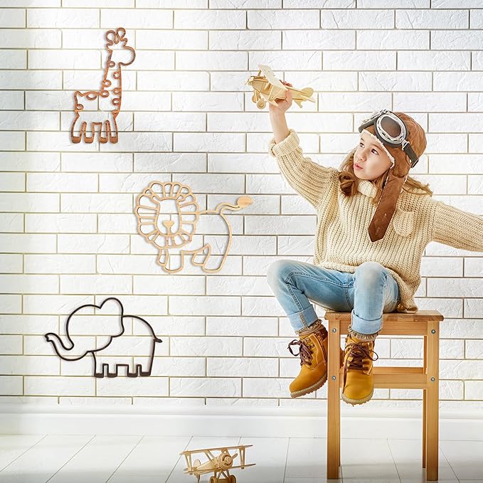 Kids room jungle decor wall hanging wooden pieces