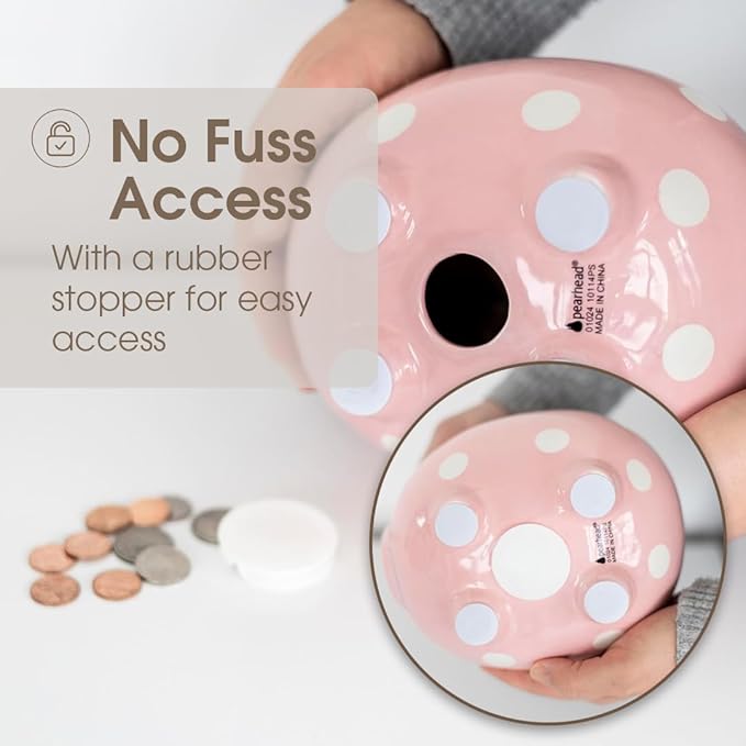Kids savings piggy bank with dot pattern for fun money saving