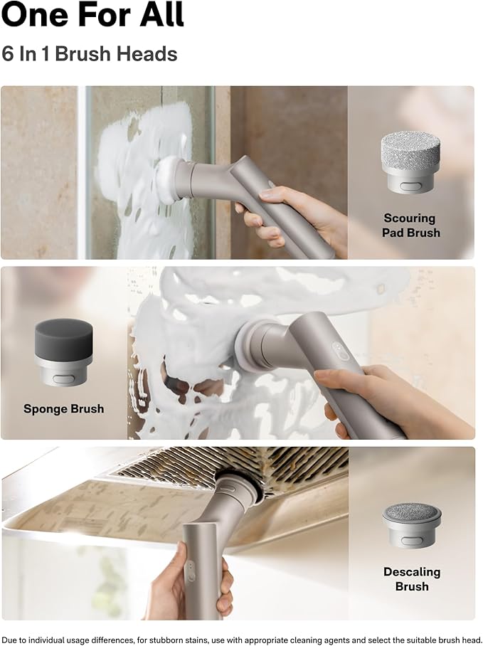 Cordless cleaning brush for compatible kitchen surfaces