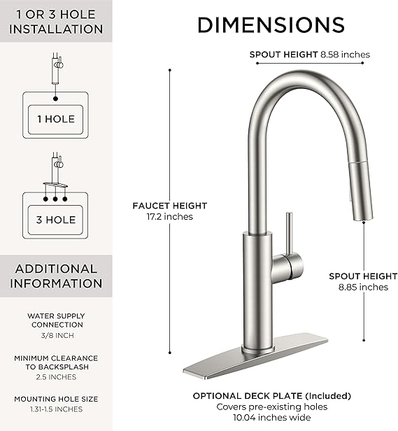 Brushed Nickel Sink Faucet for Kitchen RV Bar and Laundry Use