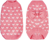 Knitted pet sweater for small dogs and cats, with heart pattern for cozy wear.