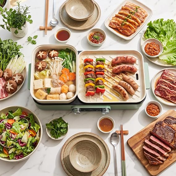 1500W Tabletop Hot Pot and BBQ Grill Combo