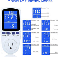 LCD voltage usage meter plug with compact design