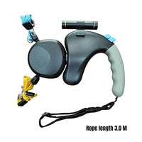 LED double dog leash with retractable lead design