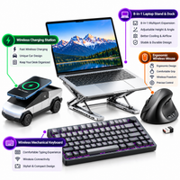 Laptop desk accessories set with mechanical keyboard and vertical wireless mouse
