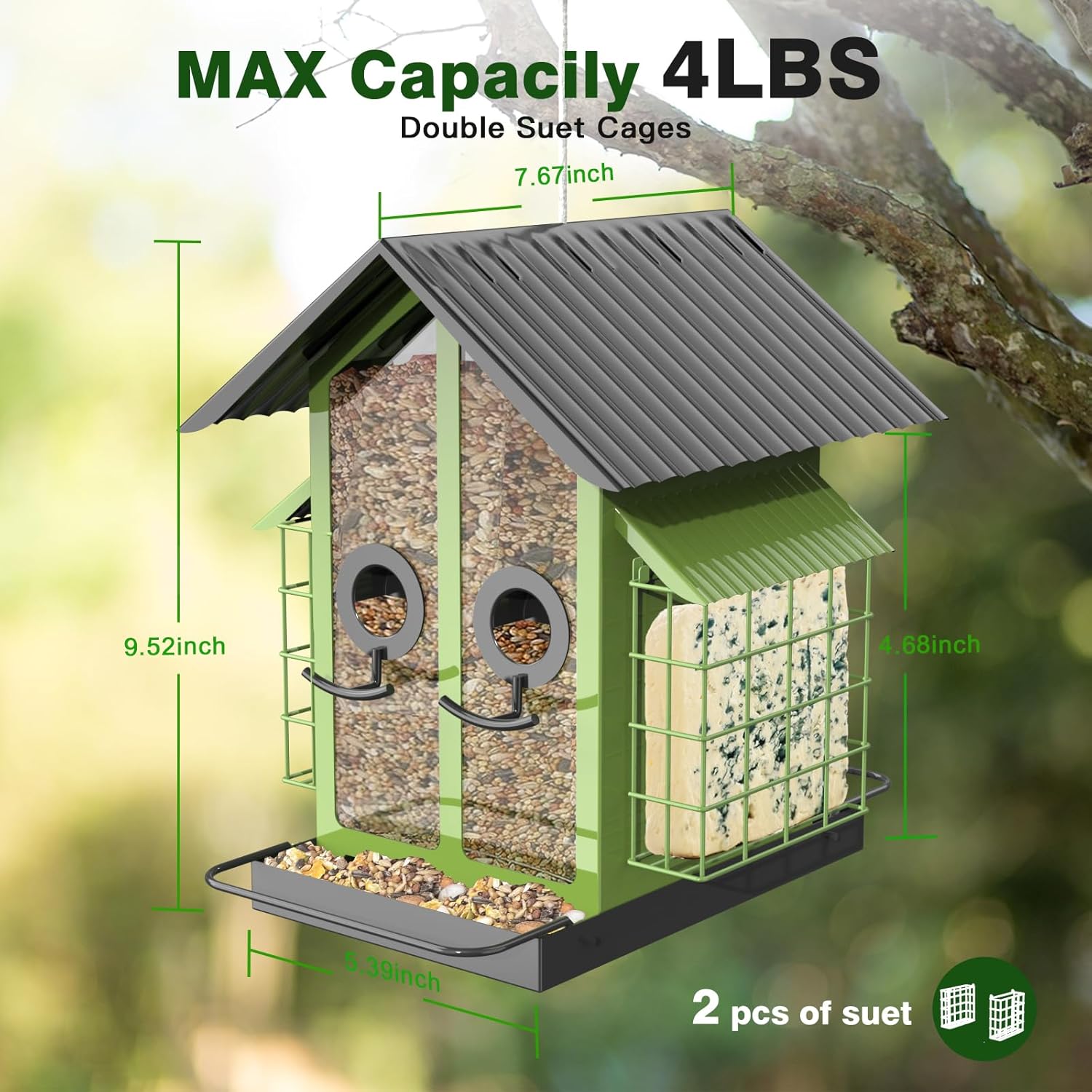 Large Capacity Bird Feeder For Finches Cardinals And Chickadees