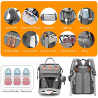 Large diaper bag backpack for parents, spacious and stylish with dedicated compartments.