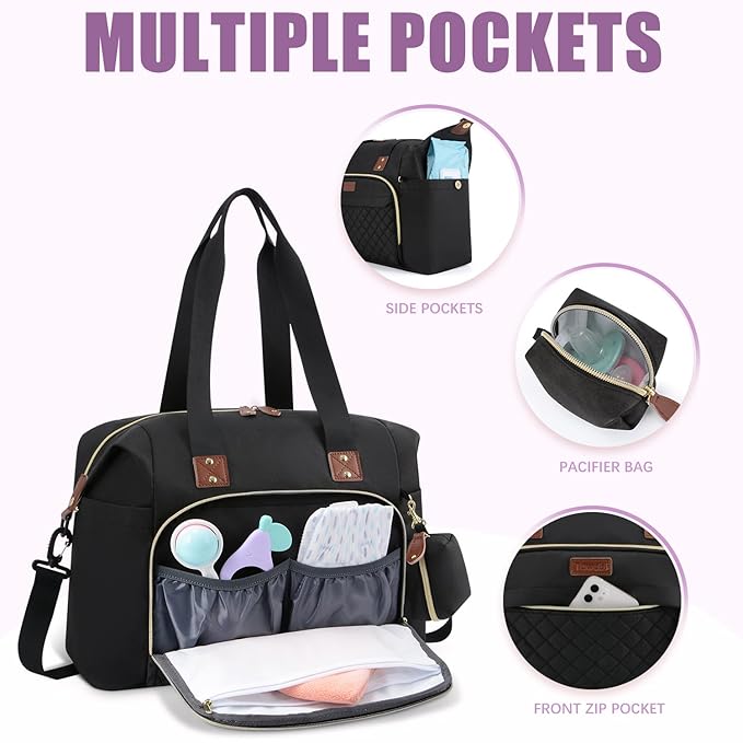 Large travel diaper bag caddy, perfect for organizing diapers, bottles, and pacifiers.
