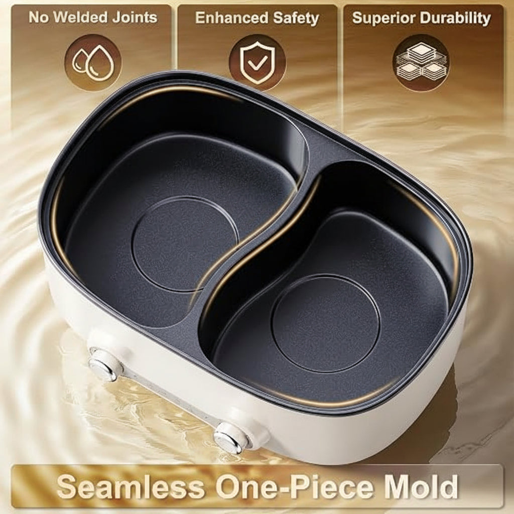 7L Chinese Hot Pot with Divider & Independent Heat Controls