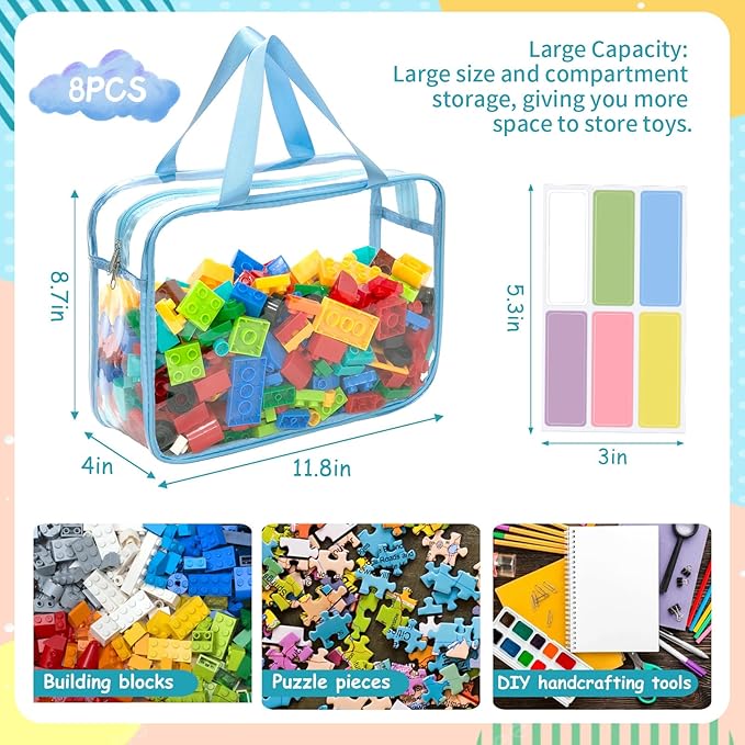 Zipper storage bags for toys and craft items