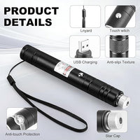 Green laser pointer showing star pattern projection effect