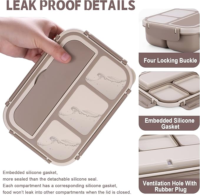 Leakproof 4 Section Bento Lunch Box for Adults