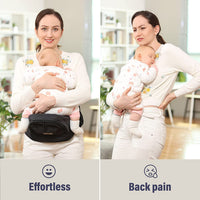 Lightweight and portable baby hip carrier, perfect for newborn to toddler age.