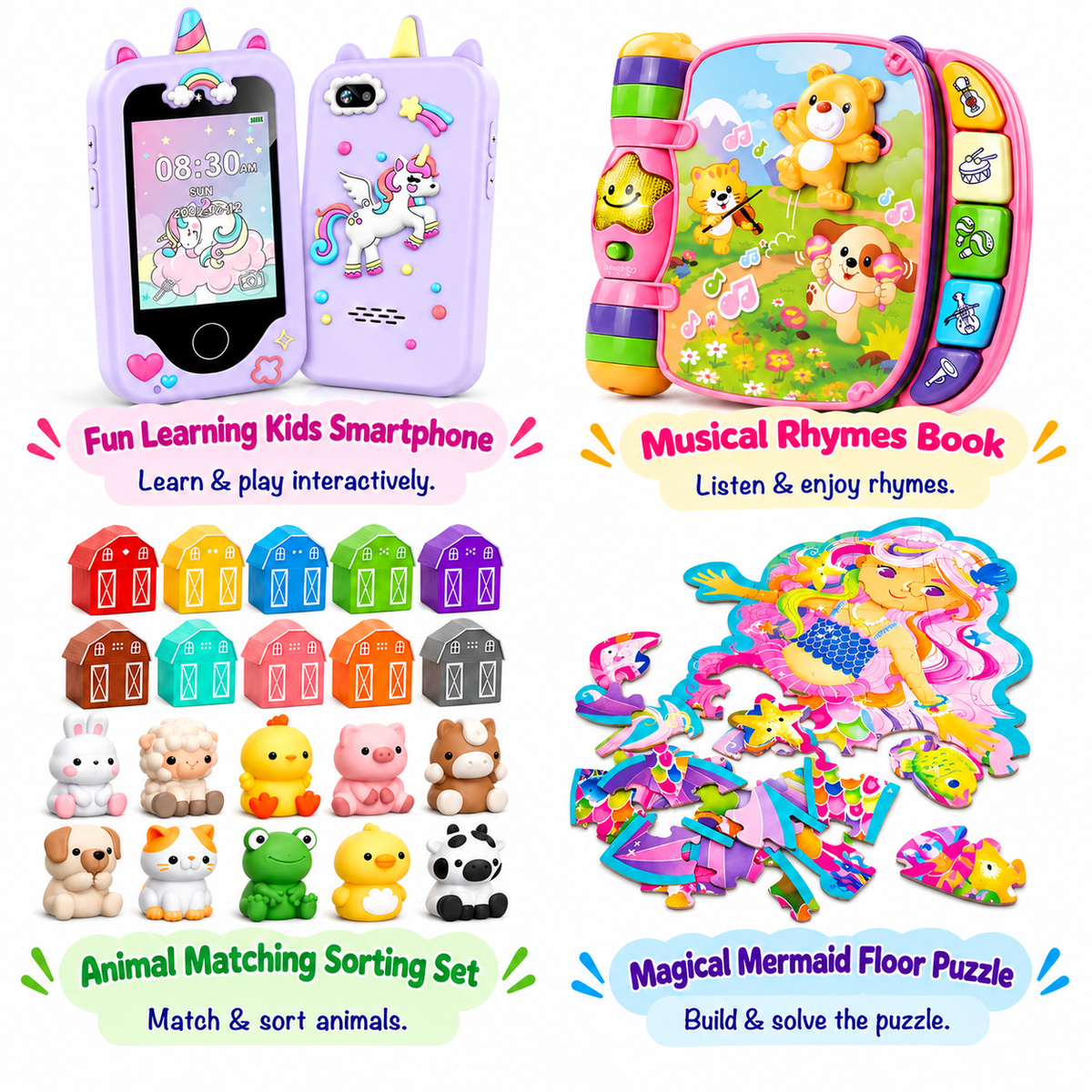 Colorful musical rhymes book for kids