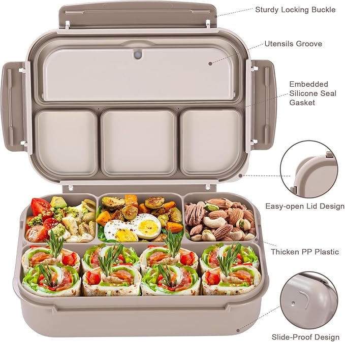 Adult Lunch Container with 4 Sections and Utensils