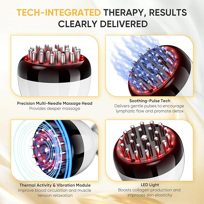 The complete package of the Lymphatic Drainage Massager, including the device, USB charger, and user manual.