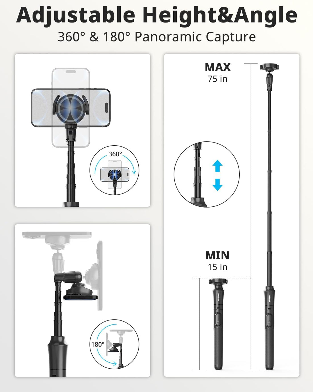 MagSafe-Compatible Phone Tripod Mount for iPhone 15, 14, 13, 12, 11 Series