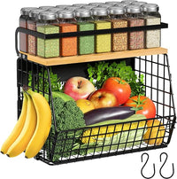 Magnetic kitchen storage shelf with wood lid for refrigerator side and pantry organization.
