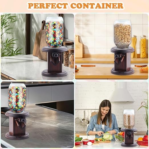 Wooden countertop snack holder designed for dispensing dry peanuts.