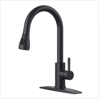 High Arc Stainless Steel Kitchen Sink Faucet in Black