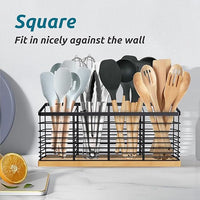 Matte black utensil holder for kitchen countertop organization
