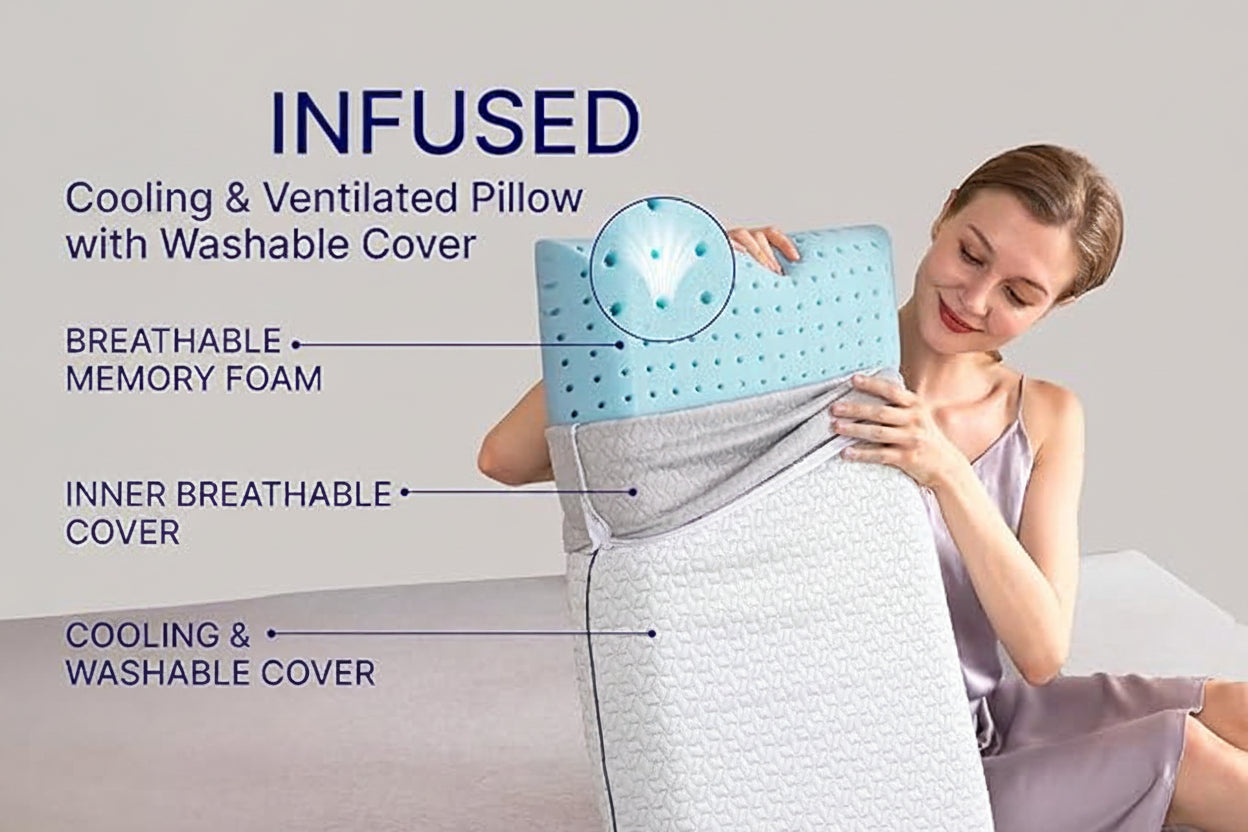 Standard size bed pillow with medium firm foam design