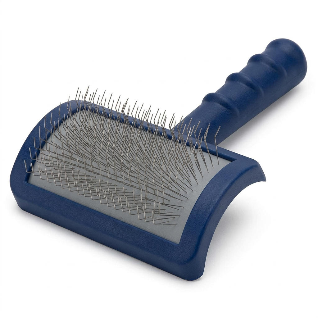 Ergonomic comfort grip dog grooming brush removing loose hair