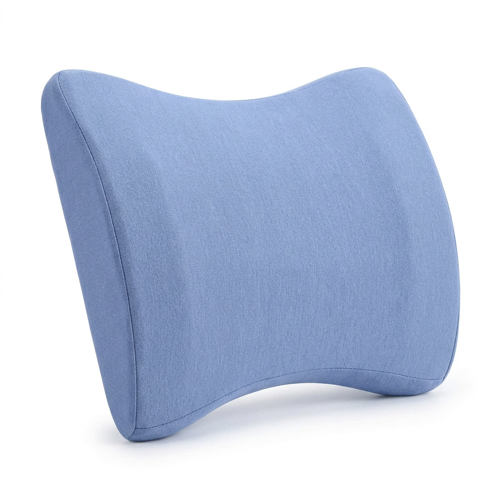 Memory foam lumbar pillow for bed with curved waist support design