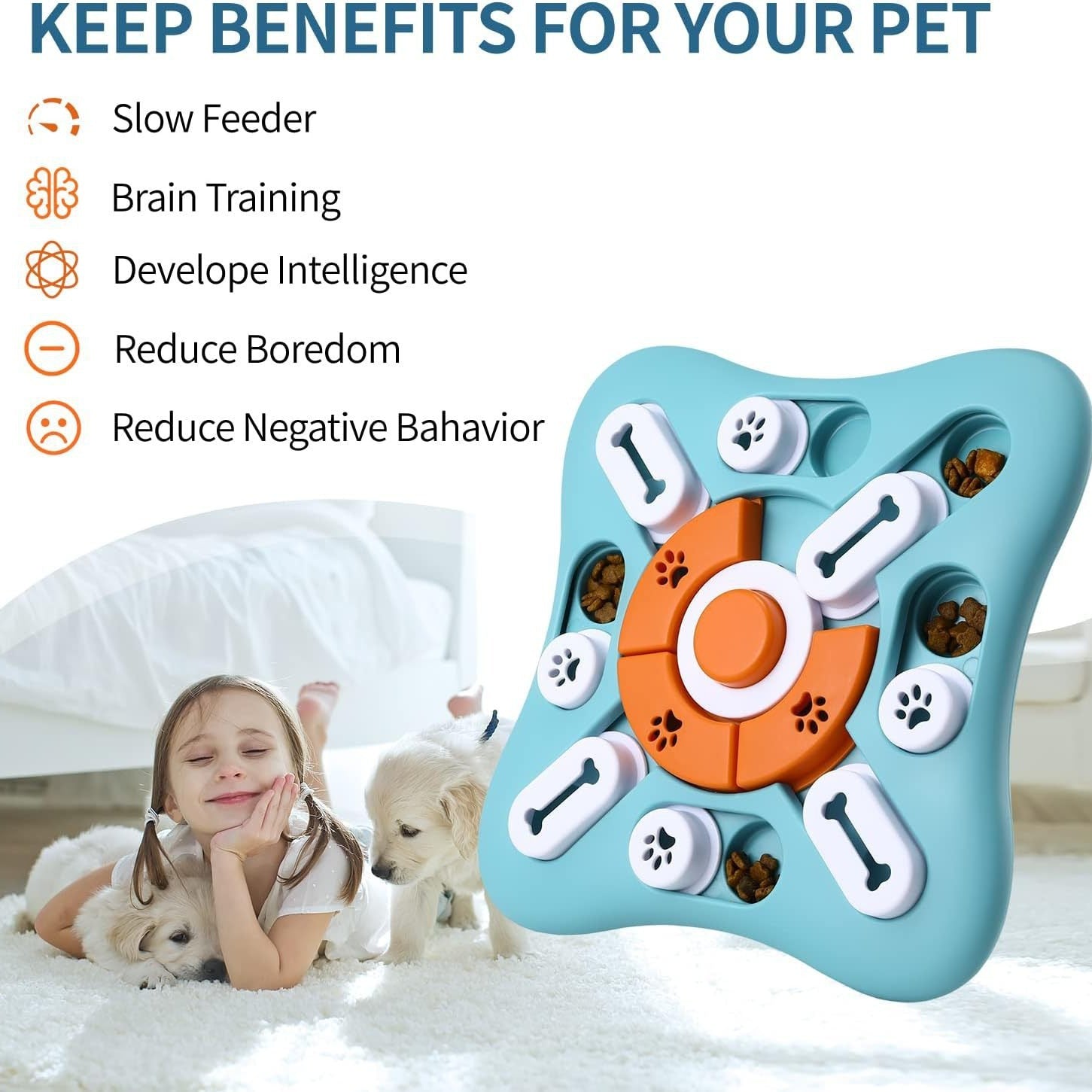 Mental stimulation toy for dogs, ideal for reducing boredom and enhancing brain function.