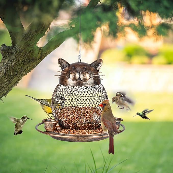 Metal Bird Feeder with Feeding Tray – Suitable for Finches and Sparrows