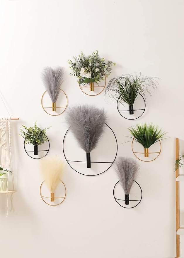 Faux Pampas Metal Wall Art
