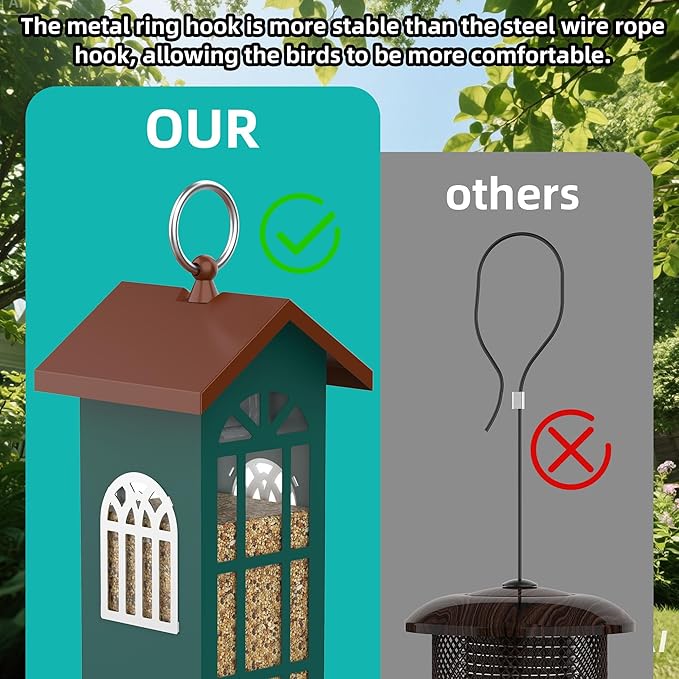 Outdoor bird feeder for small birds, suitable for garden, patio, yard, and balcony use.