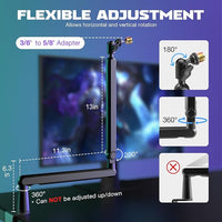 Mic boom arm with screw adapter for compatible microphones