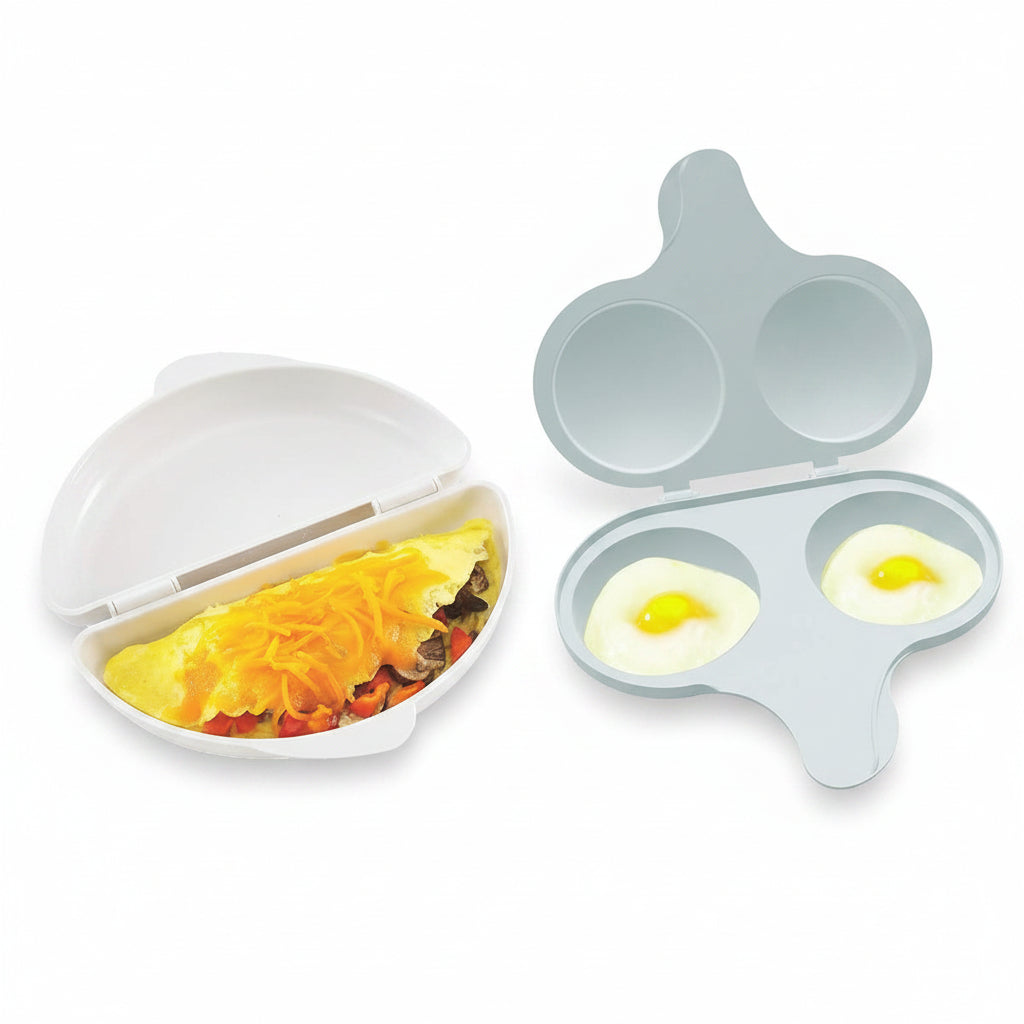 microwave breakfast set with omelet pan and 2 cavity egg poacher