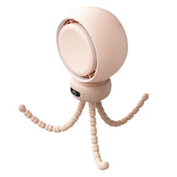 Mini portable stroller fan with 60° auto oscillation, USB rechargeable and quiet for baby strollers.